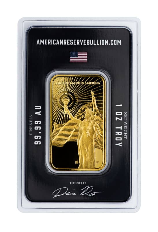 American Sourced Gold, American Reserve Columbia Goddess Gold in Packaging
